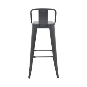 Utopia bar stool with medium height and backrest, metal, anthracite color, 42x42x86cm