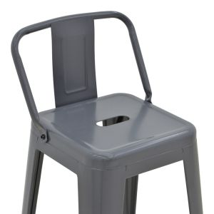 Utopia bar stool with medium height and backrest, metal, anthracite color, 42x42x86cm