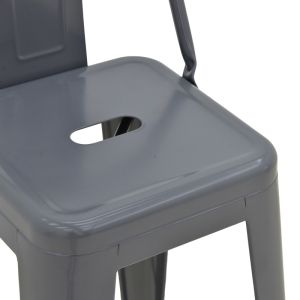Utopia bar stool with medium height and backrest, metal, anthracite color, 42x42x86cm