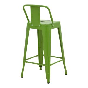 Utopia bar stool with medium height and backrest, metal, green color, 42x42x86cm