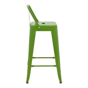 Utopia bar stool with medium height and backrest, metal, green color, 42x42x86cm