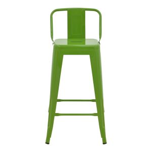 Utopia bar stool with medium height and backrest, metal, green color, 42x42x86cm