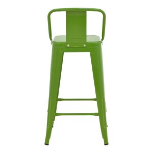 Utopia bar stool with medium height and backrest, metal, green color, 42x42x86cm