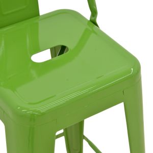 Utopia bar stool with medium height and backrest, metal, green color, 42x42x86cm