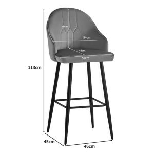 Bar stool Velva Velvet in rotten apple color 49x63x102cm