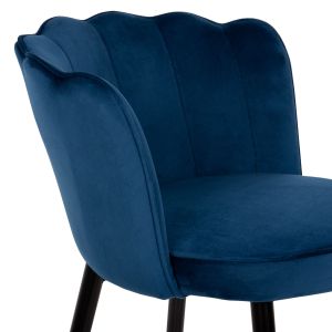 Бар стол Vesna Hm8736,08 със синя плюшена дамаска и черни метални крака 50x50x90hcm