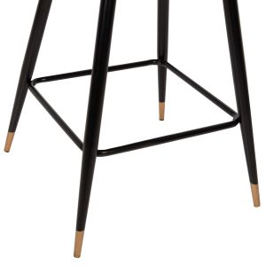 Бар стол Vesna Hm8736,08 със синя плюшена дамаска и черни метални крака 50x50x90hcm
