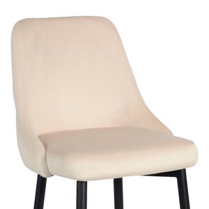 Бар стол Zedna Serenity бежово кадифе с черни метални крака 52x57x111см