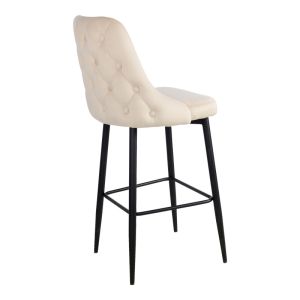 Бар стол Zedna Serenity бежово кадифе с черни метални крака 52x57x111см