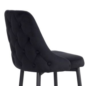 Бар стол Zedna Serenity черно кадифе с черни метални крака 52x57x111см