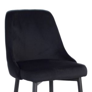 Бар стол Zedna Serenity черно кадифе с черни метални крака 52x57x111см