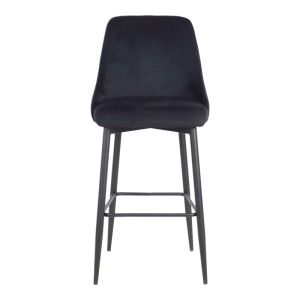 Бар стол Zedna Serenity черно кадифе с черни метални крака 52x57x111см
