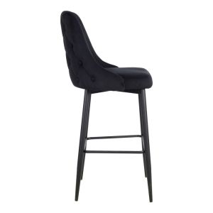 Бар стол Zedna Serenity черно кадифе с черни метални крака 52x57x111см