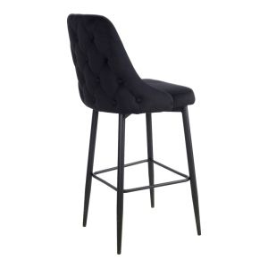 Бар стол Zedna Serenity черно кадифе с черни метални крака 52x57x111см