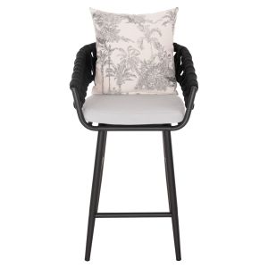 Bar stool aluminum Camden, 01 anthracite with ecru cushion with print 56x60x108hcm Hm6142