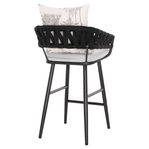 Bar stool aluminum Camden, 01 anthracite with ecru cushion with print 56x60x108hcm Hm6142