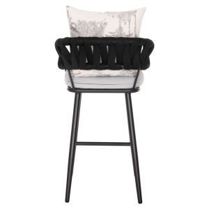 Bar stool aluminum Camden, 01 anthracite with ecru cushion with print 56x60x108hcm Hm6142