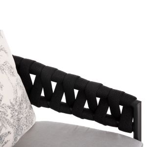 Bar stool aluminum Camden, 01 anthracite with ecru cushion with print 56x60x108hcm Hm6142
