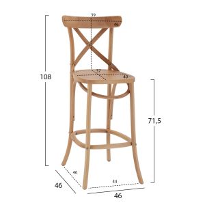 Bar stool beech in dark copper-plywood seat 46x46x101hcm Hm8750