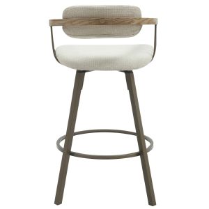 Bar stool swivel Langg .01 metal antique copper- Damaska ecru 51.5x48.5x89.5hcm Hm9990