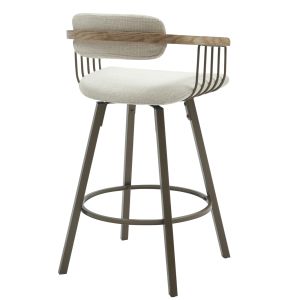 Bar stool swivel Langg .01 metal antique copper- Damaska ecru 51.5x48.5x89.5hcm Hm9990