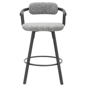 Bar stool swivel Langg.02 black metal frame-gray fabric 51.5x48.5x89.5hcm Hm9990