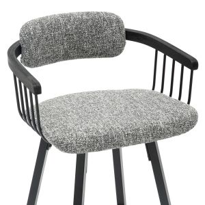 Bar stool swivel Langg.02 black metal frame-gray fabric 51.5x48.5x89.5hcm Hm9990