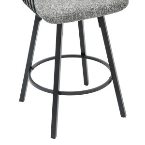 Bar stool swivel Langg.02 black metal frame-gray fabric 51.5x48.5x89.5hcm Hm9990