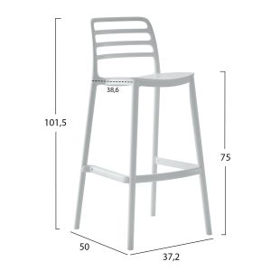 Bar stool polypropylene Snod Hm6099,01 white 37,2x50x101,5cm