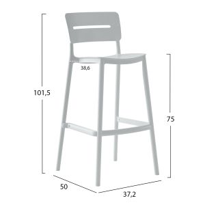 Bar stool polypropylene Snod2 Hm6100,01 white 37,2x50x101,5cm