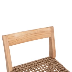 Bar stool with backrest Plered Hm6129 teak wood and wicker rope 40x45x100hcm.