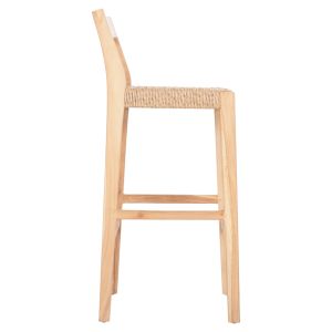 Bar stool with backrest Plered Hm6129 teak wood and wicker rope 40x45x100hcm.