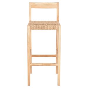 Bar stool with backrest Plered Hm6129 teak wood and wicker rope 40x45x100hcm.