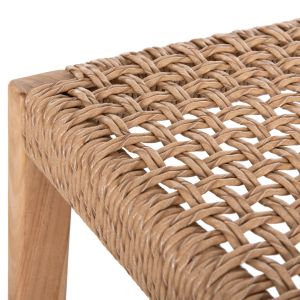 Bar stool with backrest Plered Hm6129 teak wood and wicker rope 40x45x100hcm.