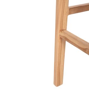 Bar stool with backrest Plered Hm6129 teak wood and wicker rope 40x45x100hcm.
