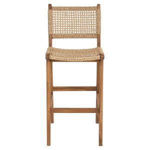 Бар стол с облегалка Telly Hm9788 от масивно тиково дърво 45x57x110hcm