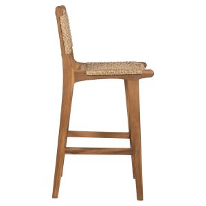 Бар стол с облегалка Telly Hm9788 от масивно тиково дърво 45x57x110hcm