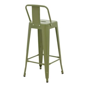 Bar stool with backrest Utopia metal in dark olive green color 42x42x97cm