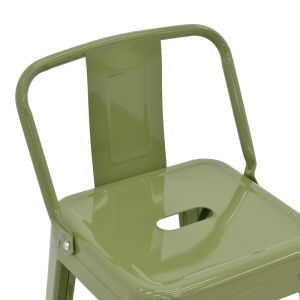 Bar stool with backrest Utopia metal in dark olive green color 42x42x97cm