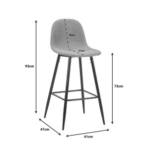 Bar stool medium height Bella rotten apple velvet-black metal leg 41x47x93cm
