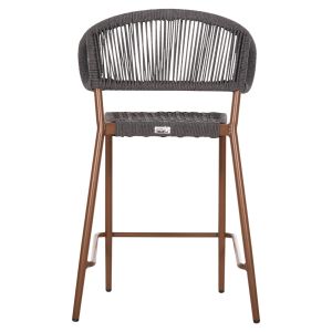 Bar stool medium height Eulo Hm6087,01 aluminum walnut - synthetic rattan in gray 60x60x99cm