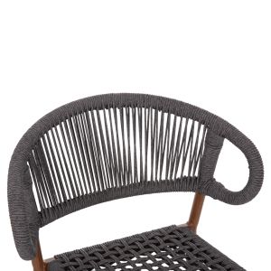 Bar stool medium height Eulo Hm6087,01 aluminum walnut - synthetic rattan in gray 60x60x99cm