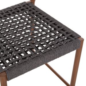 Bar stool medium height Eulo Hm6087,01 aluminum walnut - synthetic rattan in gray 60x60x99cm