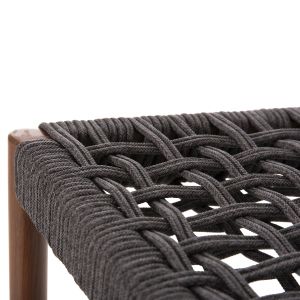 Bar stool medium height Eulo Hm6087,01 aluminum walnut - synthetic rattan in gray 60x60x99cm