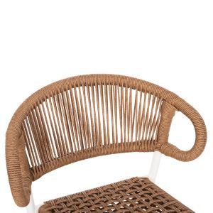 Bar stool medium height Eulo Hm6087,02 aluminum white - synthetic rattan in beige 60x60x99cm