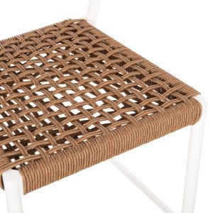 Bar stool medium height Eulo Hm6087,02 aluminum white - synthetic rattan in beige 60x60x99cm