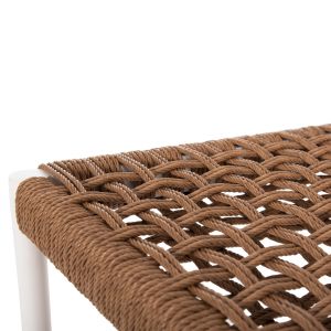 Bar stool medium height Eulo Hm6087,02 aluminum white - synthetic rattan in beige 60x60x99cm