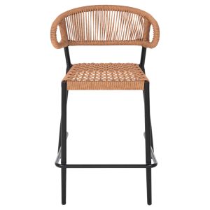 Bar stool medium height Eulo Hm6087,03 aluminum black - synthetic rattan 60x56,5x99cm