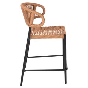 Bar stool medium height Eulo Hm6087,03 aluminum black - synthetic rattan 60x56,5x99cm