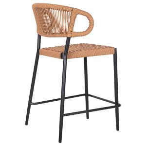 Bar stool medium height Eulo Hm6087,03 aluminum black - synthetic rattan 60x56,5x99cm